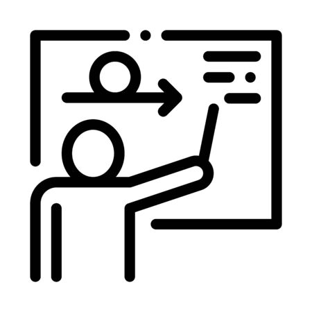 Man Silhouette Near Blackboard Agile Sign Vector Icon Thin Line. Agile Rocket And Document, Gear And Package, Loud-speaker And Stop Watch Concept Linear Pictogram. Monochrome Contour Illustrationのイラスト素材
