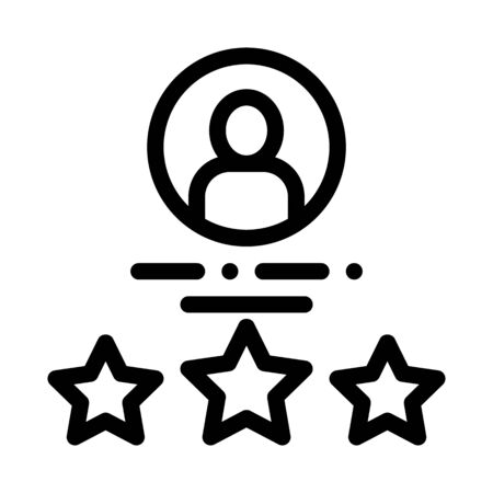 Human Silhouette Avatar And Stars Job Vector Icon Icon Thin Line. Job Hunting Business People And Recruitment Candidate, Team Work And Partnership Linear Pictogram. Monochrome Contour Illustrationのイラスト素材