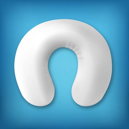 Pillow For Neck And Comfortable Travel Vector Copy Space. Blank Orthopedic Pillow For Comfort Automobile Or Airplane Traveling. Cervical Accessory For Healthy Sleep Template Realistic 3d Illustrationのイラスト素材