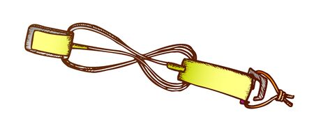 Surf Belt For Carry Surfboard Color Vector. Shoulder Strap Belt For Transportation Surf Board. Surfer Accessory Engraving Template Hand Drawn In Vintage Style Illustrationのイラスト素材