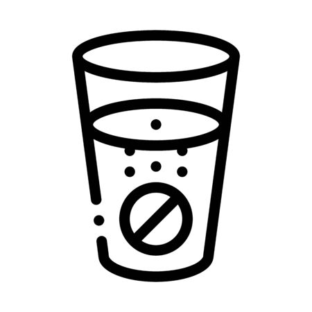 Glass of Water for Taking Pills Supplements Icon Vector Thin Line. Contour Illustrationのイラスト素材