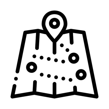 Tourist Map with Locations Icon Vector. Outline Tourist Map with Locations Sign. Isolated Contour Symbol Illustrationのイラスト素材