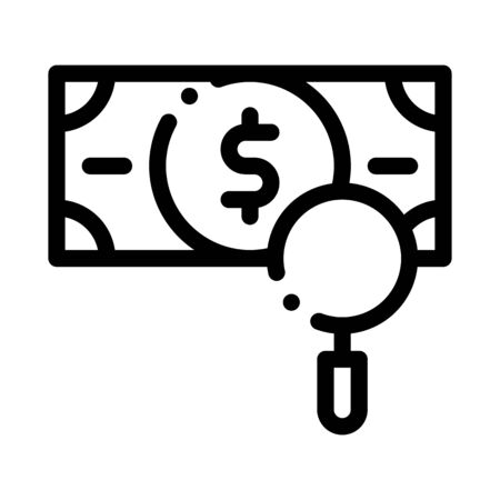 Currency Difference Search Icon Vector. Outline Currency Difference Search Sign. Isolated Contour Symbol Illustrationのイラスト素材