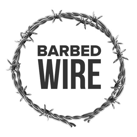 Barbed Wire In Circular Shape For Fence Vector. Modern Flexible Barriers Metal Wire With Acute Details For Prohibit. Industrial Protection Barbwire Template Realistic 3d Illustrationのイラスト素材
