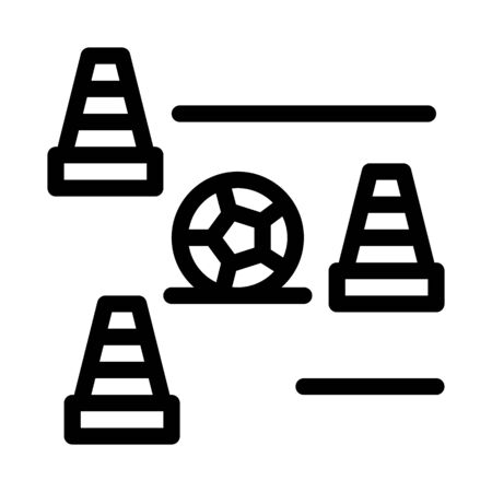 Ball And Training Cones Icon Vector. Outline Ball And Training Cones Sign. Isolated Contour Symbol Illustrationのイラスト素材