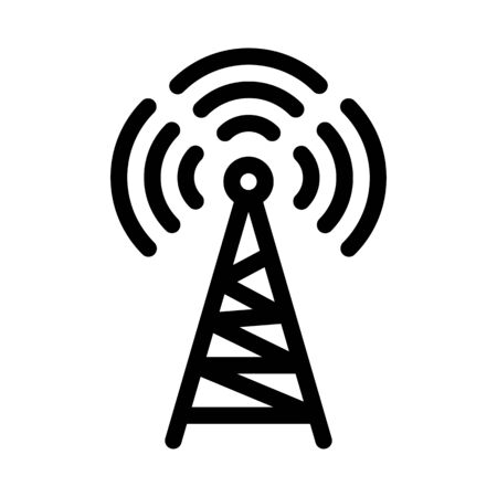 Radio Tower Antenna Icon Vector. Outline Radio Tower Antenna Sign. Isolated Contour Symbol Illustrationのイラスト素材