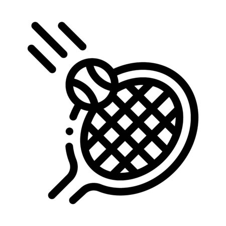Racket Hits Ball Icon Vector. Outline Racket Hits Ball Sign. Isolated Contour Symbol Illustrationのイラスト素材
