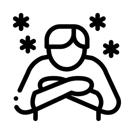Human With Chill Icon Vector. Outline Human With Chill Sign. Isolated Contour Symbol Illustrationのイラスト素材