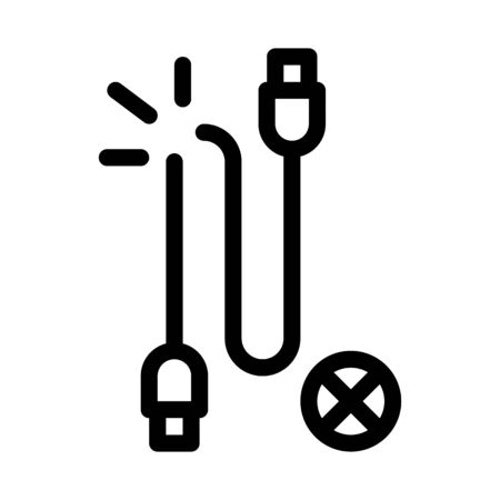 Cable Breakdown Icon Vector. Outline Cable Breakdown Sign. Isolated Contour Symbol Illustrationのイラスト素材