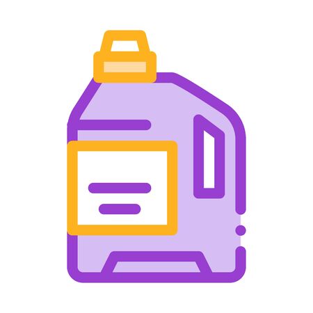 Laundry Service Washing Liquid Bottle Vector Icon. Plastic Container With Cleaning Liquid Clothes Linear Pictogram. Laundromat, Dry-Cleaning, Launderette, Stain Removal Illustrationのイラスト素材
