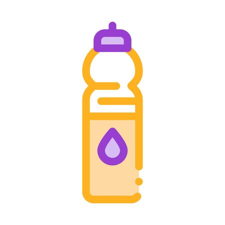 Water Bottle Sport Equipment Vector Thin Line Icon. Sportsman Equipment Container With Healthy Liquid Linear Pictogram. Dietary Protein Ingredient, Bar Bodybuilding Illustrationのイラスト素材