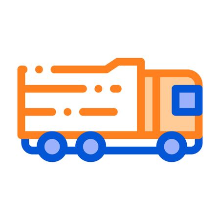 Agricultural Big Cargo Truck Vector Thin Line Icon. Truck Machine For Conveyance Agronomy Grocery Food Or Equipment. Machinery Transport Linear Pictogram. Illustrationのイラスト素材