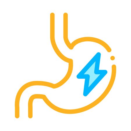 Upset Stomach Symptomp Of Pregnancy Vector Icon Thin Line Sign. Indigestion Stomachache Woman Symptomp Of Pregnancy Pictogram. Characteristic Diagnosis Of Future Mother Contour Illustrationのイラスト素材