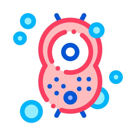 Positive Bacterium Vector Sign Thin Line Icon. Healthy Organism Bacteria Linear Pictogram. Chemical Microbe Type Infection Microorganism Bacteriology Contour Illustrationのイラスト素材