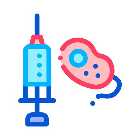 Injection And Bacterium Vector Sign Thin Line Icon. Pathogen Bacteria And Healthy Injection Linear Pictogram. Chemical Microbe Type Infection Microorganism Contour Illustrationのイラスト素材