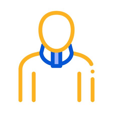 Orthopedic Cervical Collar For Neck Support Vector Icon Thin Line. Orthopedic And Trauma Rehabilitation, Belt And Walkers Concept Linear Pictogram. Medical Rehab Goods Illustrationのイラスト素材