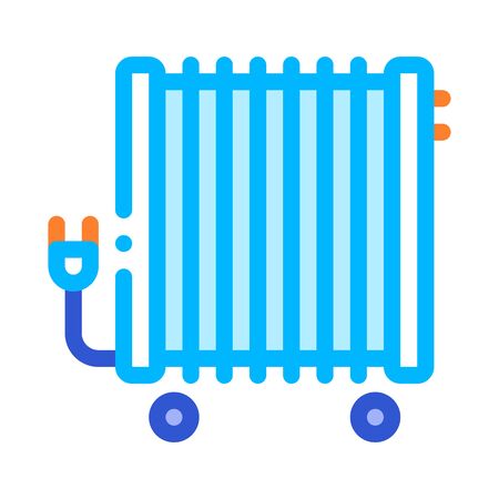 Portable Oil Radiator Heating System Vector Icon Thin Line. Cool And Humidity, Airing, Ionisation And Heating Illustrationのイラスト素材
