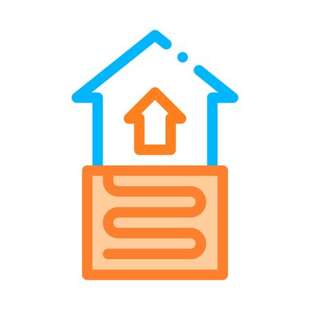 House Room Floor Heating Equipment Vector Icon Thin Line. Cool And Humidity, Airing, Ionisation And Heating Illustrationのイラスト素材