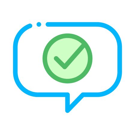 Quote Speech Frame With Approved Mark Vector Icon Thin Line. Approved Sign On Document File, Computer Monitor And Smartphone Display Concept Linear Pictogram. Contour Illustrationのイラスト素材