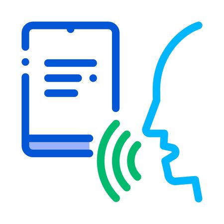 Notebook Human Voice Control Icon Vector Thin Line. Contour Illustrationのイラスト素材