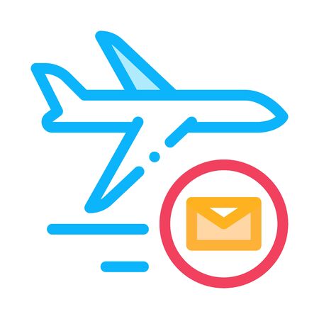 Airplane Delivery Postal Transportation Company Icon Vector Thin Line. Contour Illustrationのイラスト素材