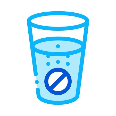 Glass of Water for Taking Pills Supplements Icon Vector Thin Line. Contour Illustrationのイラスト素材