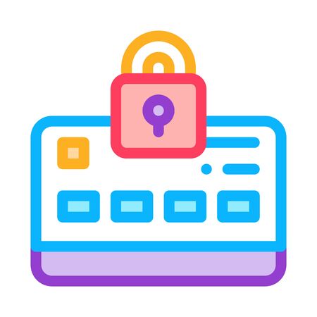 Credit Card Protection Icon Vector. Outline Credit Card Protection Sign. Isolated Contour Symbol Illustrationのイラスト素材