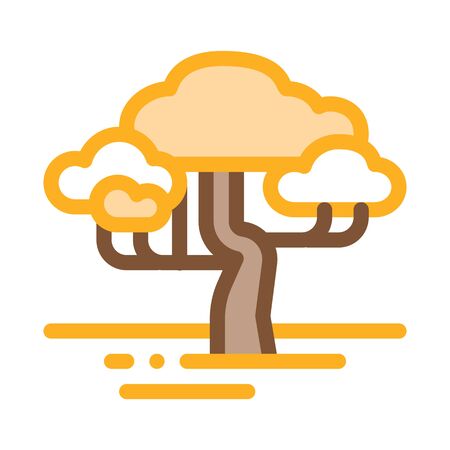 Savanna Tree Icon Vector. Outline Savanna Tree Sign. Isolated Contour Symbol Illustrationのイラスト素材