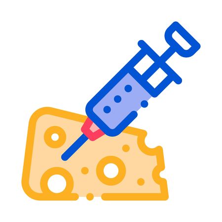 Injection into Cheese Icon Vector. Outline Injection into Cheese Sign. Isolated Contour Symbol Illustrationのイラスト素材