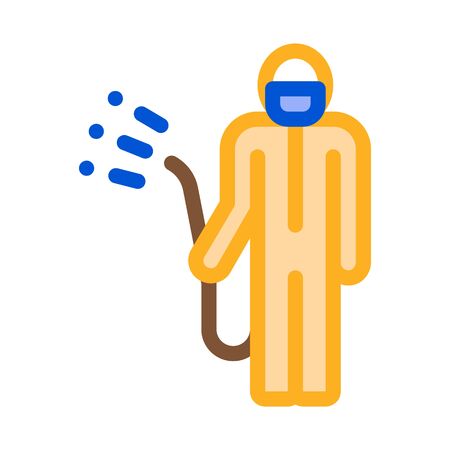 Human with Chemical Aerosol Icon Vector. Outline Human with Chemical Aerosol Sign. Isolated Contour Symbol Illustrationのイラスト素材