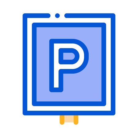 Parking Sign Icon Vector. Outline Parking Sign. Isolated Contour Symbol Illustrationのイラスト素材