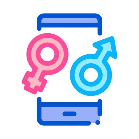 Male and Female Compatibility Icon Vector. Outline Male and Female Compatibility Sign. Isolated Contour Symbol Illustrationのイラスト素材