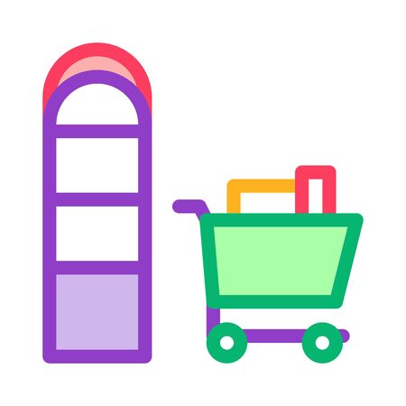 Food Cart near Counters Icon Vector. Outline Food Cart near Counters Sign. Isolated Contour Symbol Illustrationのイラスト素材
