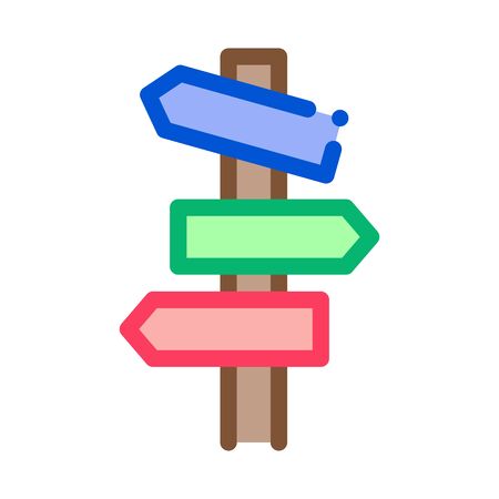 Road Wooden Signposts Icon Vector. Outline Road Wooden Signposts Sign. Isolated Contour Symbol Illustrationのイラスト素材