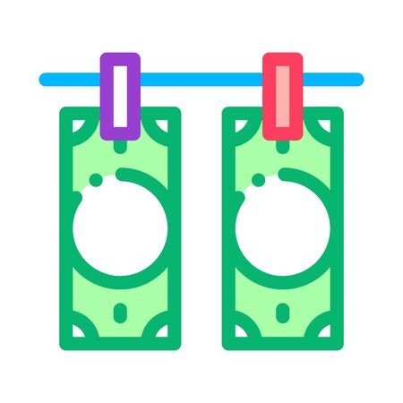 Drying Fake Banknotes Icon Vector. Outline Drying Fake Banknotes Sign. Isolated Contour Symbol Illustrationのイラスト素材
