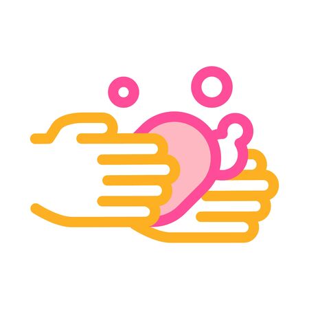 Hands Wash With Soap Icon Vector. Outline Hands Wash With Soap Sign. Isolated Contour Symbol Illustrationのイラスト素材