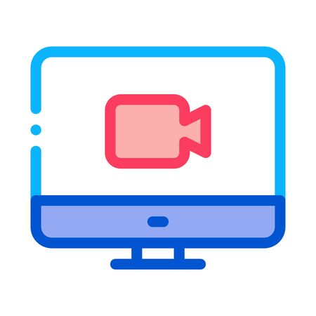 Video On Display Icon Vector. Outline Video On Display Sign. Isolated Contour Symbol Illustrationのイラスト素材