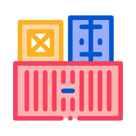 Cargo Containers Icon Vector. Outline Cargo Containers Sign. Isolated Contour Symbol Illustrationのイラスト素材