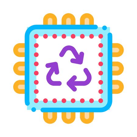 Recycle Processor Icon Vector. Outline Recycle Processor Sign. Isolated Contour Symbol Illustrationのイラスト素材