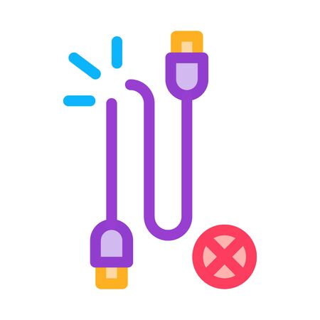 Cable Breakdown Icon Vector. Outline Cable Breakdown Sign. Isolated Contour Symbol Illustrationのイラスト素材