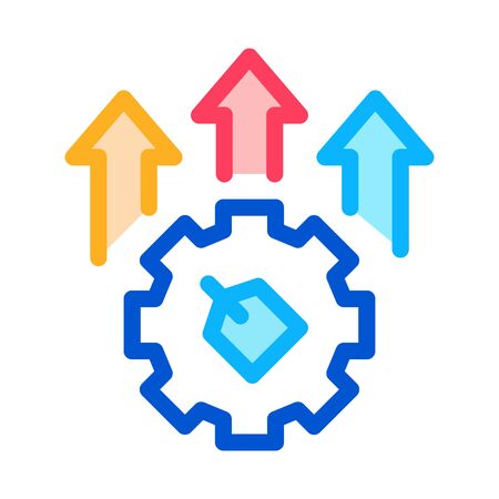 Gear Arrows Label Icon Vector. Outline Gear Arrows Label Sign. Isolated Contour Symbol Illustrationのイラスト素材