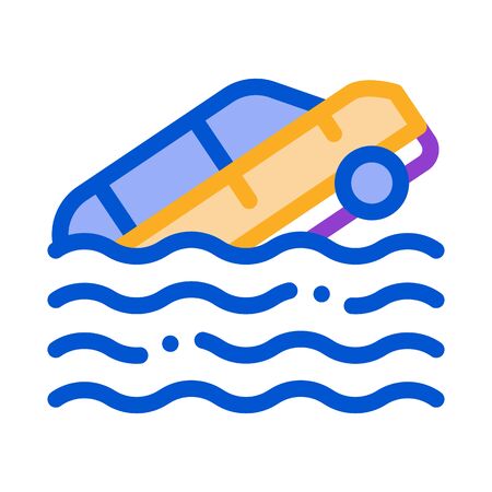 Sinking Car Icon Vector. Outline Sinking Car Sign. Isolated Contour Symbol Illustrationのイラスト素材