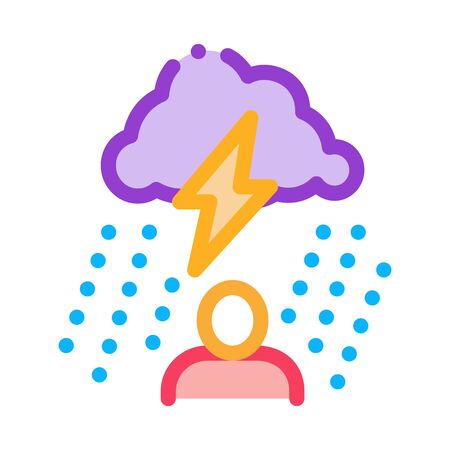Rainy Cloud Man Icon Vector. Outline Rainy Cloud Man Sign. Isolated Contour Symbol Illustrationのイラスト素材