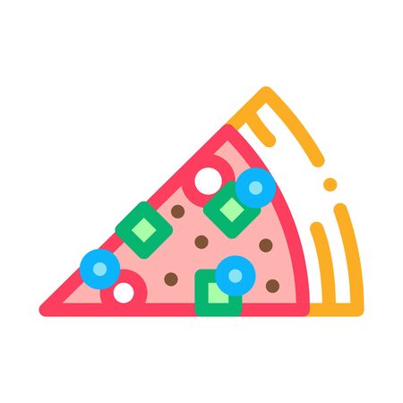 Piece Of Pizza Icon Vector. Outline Piece Of Pizza Sign. Isolated Contour Symbol Illustrationのイラスト素材