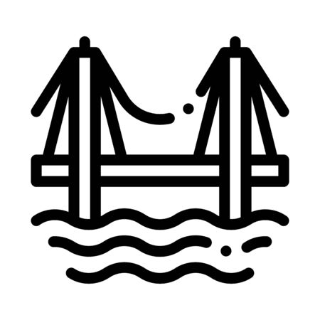 Sea Bridge Icon Vector. Outline Sea Bridge Sign. Isolated Contour Symbol Illustrationのイラスト素材