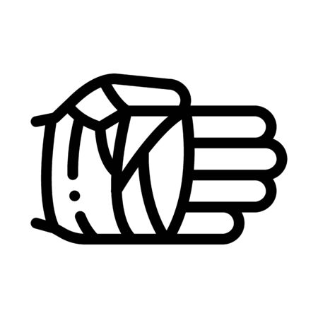 Fist in Protective Bandage Icon Vector. Outline Fist in Protective Bandage Sign. Isolated Contour Symbol Illustrationのイラスト素材