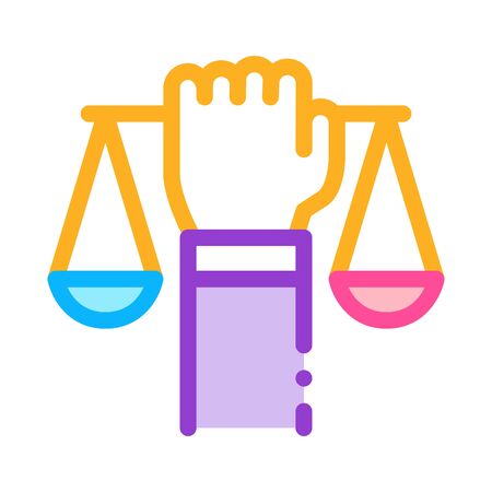 Hand Hold Scales Icon Vector. Outline Hand Hold Scales Sign. Isolated Contour Symbol Illustrationのイラスト素材