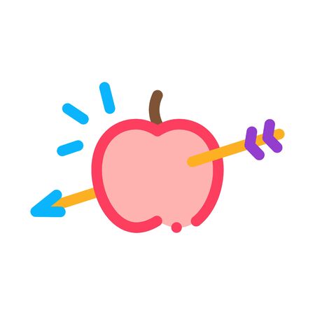 Apple Pierced Archery Arrow Icon Thin Line Vector. Fruit Food Dessert Precision Hit By Arrow Color Symbol Illustrationのイラスト素材