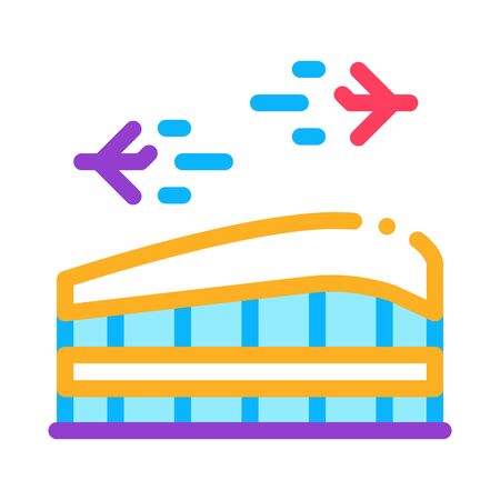 Airport Building Station Icon Thin Line Vector. Airport And Air Planes Flying Concept Linear Pictogram. Construction For Passengers Color Symbol Illustrationのイラスト素材