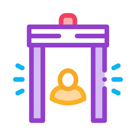 Airport Body Scanner System Icon Thin Line Vector. Airport Metal Detector Door Frame Security Equipment Color Symbol Illustrationのイラスト素材